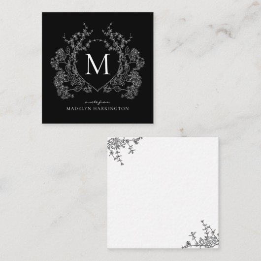 Monogramm für das moderne Schwarzweiß-Wappen Mitteilungskarte (Vorne/Hinten)