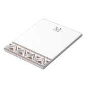 Monogramm für das Muster Coral und Gray Geometric Notizblock (Rotiert)