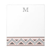 Monogramm für das Muster Coral und Gray Geometric Notizblock (Vorderseite)