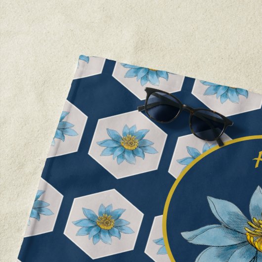 Monogramm für das Muster der gelben Schriftzeichen Strandtuch (Beispiel)