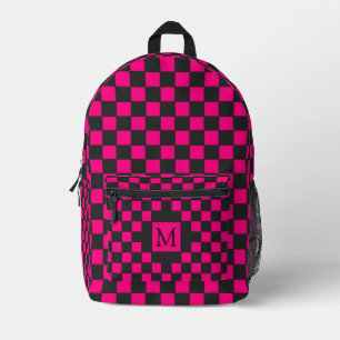 Monogramm für das Muster der rosa und schwarzen Ka Bedruckter Rucksack
