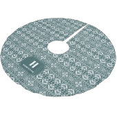 Monogramm für das Muster Hunter Green & White Swea Polyester Weihnachtsbaumdecke (Schrägansicht)