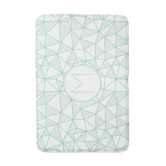 Monogramm für das Muster Minze und Weiß Modernes g Badematte (Vorderseite Vertikal)