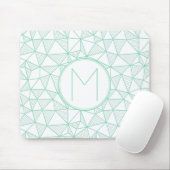 Monogramm für das Muster Minze und Weiß Modernes g Mousepad (Mit Mouse)