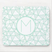 Monogramm für das Muster Minze und Weiß Modernes g Mousepad (Vorne)