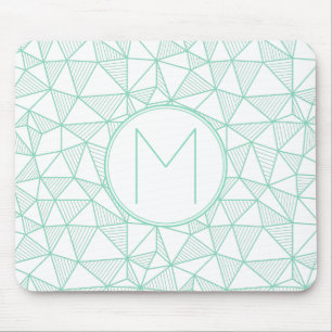 Monogramm für das Muster Minze und Weiß Modernes g Mousepad