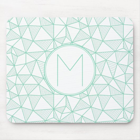 Monogramm für das Muster Minze und Weiß Modernes g Mousepad (Vorne)