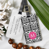 Monogramm für das Muster Schwarz-Weiß-Geometrie Gepäckanhänger