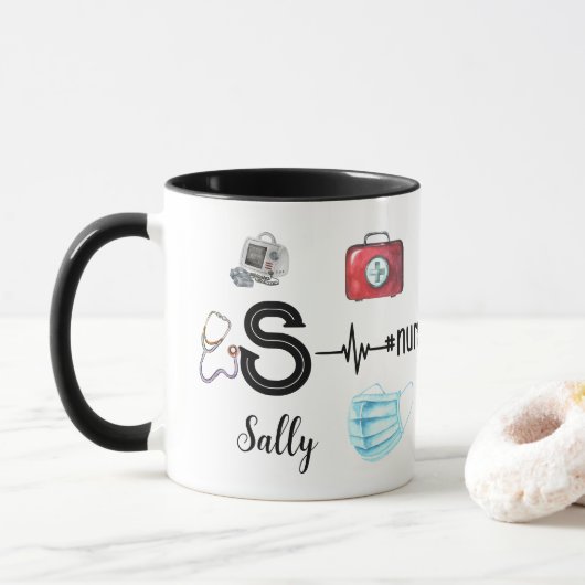 Monogramm für das personalisierte Nurse-Stethoskop Tasse (Mit Donut)