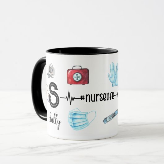 Monogramm für das personalisierte Nurse-Stethoskop Tasse (Vorderseite Links)