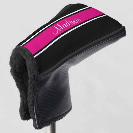Monogramm für das schwarz-farbene Strickskript Golf Headcover (3/4 Vorderseite)