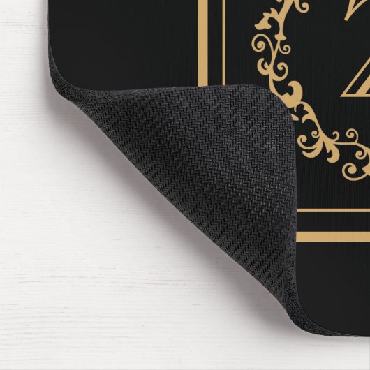 Monogramm für das Schwarze Gold-Border-Design Mousepad (Ecke)