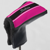Monogramm für das schwarze Strip-Skript Golf Headcover (3/4 Vorderseite)