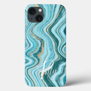Monogramm für den Abstrakten Namen aquamarin und T Case-Mate iPhone Hülle