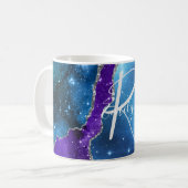 Monogramm für den Abstrakten Namen Blue & Lila Aga Kaffeetasse (Vorderseite Links)