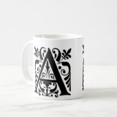 Monogramm für den Anfangsbuchstaben - Papierschnit Kaffeetasse (Vorderseite Links)