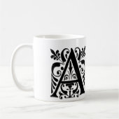 Monogramm für den Anfangsbuchstaben - Papierschnit Kaffeetasse (Links)