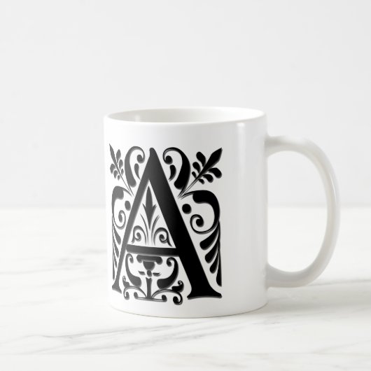 Monogramm für den Anfangsbuchstaben - Papierschnit Kaffeetasse (Rechts)