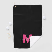 Monogramm für den Anfangsnamen Schwarz-Rosa Golfhandtuch (Insitu)