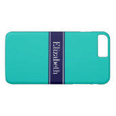 Monogramm für den Aquamarinen, wasserdichten blaue Case-Mate iPhone Hülle (Rückseite (Horizontal))