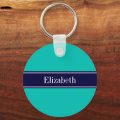Monogramm für den Aquamarinen, wasserdichten blaue Schlüsselanhänger (Vorderseite)