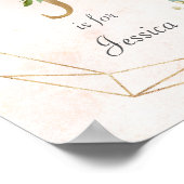 Monogramm für den Baby-Name Gold und Rosa Roses Poster (Ecke)