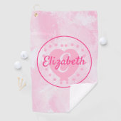 Monogramm für den benutzerdefinierten rosa Wasserf Golfhandtuch (Insitu)