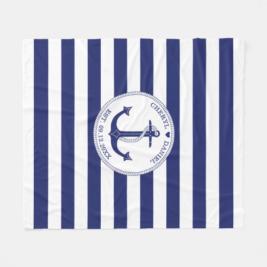 Monogramm für den blauen Streifen eines Hochzeitst Fleecedecke (Vorderseite (Horizontal))