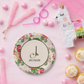 Monogramm für den Blumenurlaub Pappteller (Party)