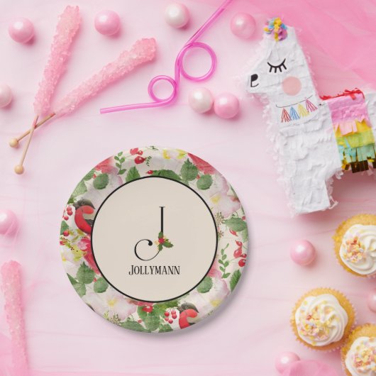 Monogramm für den Blumenurlaub Pappteller (Party)