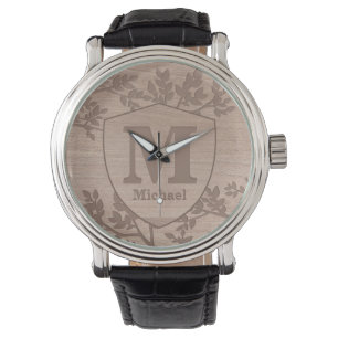 Monogramm für den Bohemischen Holznamen Armbanduhr