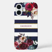 Monogramm für den Boho-Floral-Streifen der Marine Case-Mate iPhone Hülle (Rückseite)
