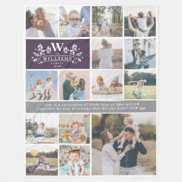 Monogramm für den Familiennamen | 15 FotoCollage Fleecedecke