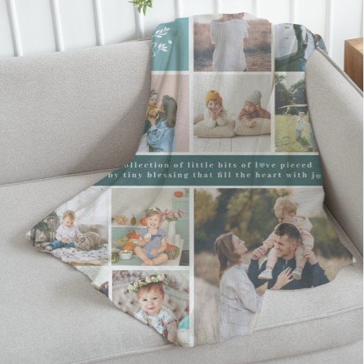 Monogramm für den Familiennamen | 15 FotoCollage Fleecedecke