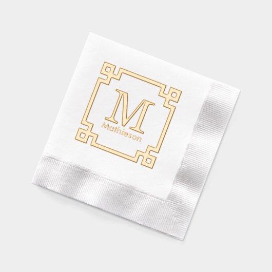 Monogramm für den Gerahmten Anfangsnamen mit griec Servietten Mit Folie (Links)