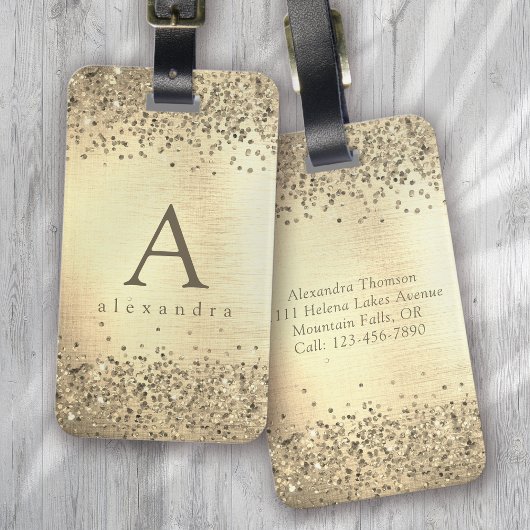 Monogramm für den Glitzer Gepäckanhänger