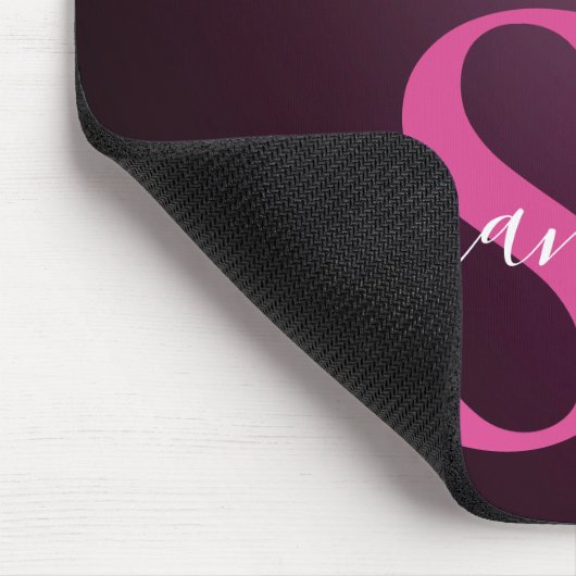 Monogramm für den Glitzer "Hot Pink & Black Drilli Mousepad (Ecke)
