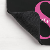 Monogramm für den Glitzer "Hot Pink & Black Drilli Mousepad (Ecke)