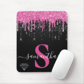Monogramm für den Glitzer "Hot Pink & Black Drilli Mousepad (Mit Mouse)