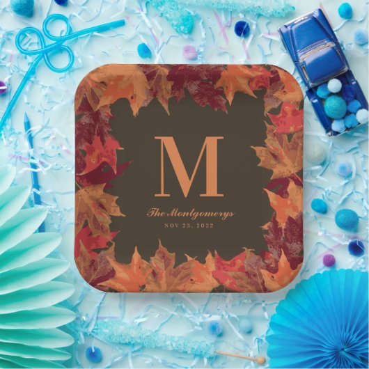 Monogramm für den glorreichen Herbst Pappteller (Party)