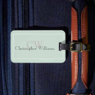Monogramm für den grünen Minimalistischen Namen Gepäckanhänger