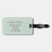 Monogramm für den grünen Minimalistischen Namen Gepäckanhänger (Rückseite horizontal)