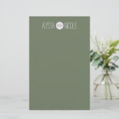 Monogramm für den grünen Namen der personalisierte Briefpapier (Stehend Vorderseite)