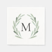 Monogramm für den grünen Olive-Branntwein Serviette (Vorderseite)