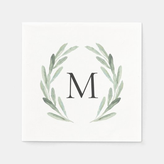 Monogramm für den grünen Olive-Branntwein Serviette (Vorderseite)