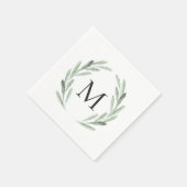 Monogramm für den grünen Olive-Branntwein Serviette (Ecke)