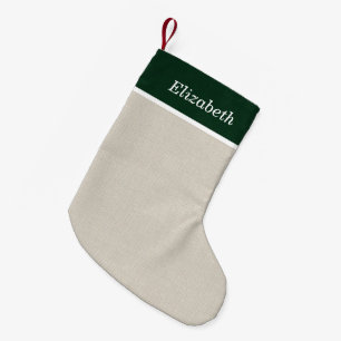 Monogramm für den grünen und Elfenbeinrustikalen U Kleiner Weihnachtsstrumpf