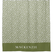 Monogramm für den grünen und weißen griechischen S Duschvorhang (Vorderseite)