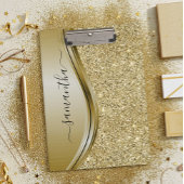 Monogramm für den handgeschriebenen Gold-Glitzer Klemmbrett