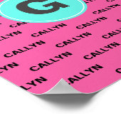 Monogramm für den heißen rosa Namen Poster (Ecke)